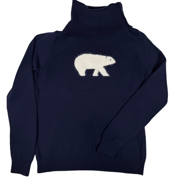 Talbots Sweaters - Talbots Petites Navy Blue Polar Bear Lambswool Blend Turtleneck Sweater LP
